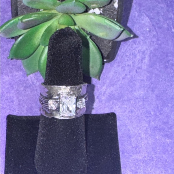 Silver Israel CZ Band Ring